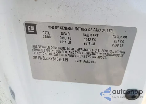 2008 Chevrolet Impala Police z USA, uszkodzony, nr VIN 2G1WS553X81376119